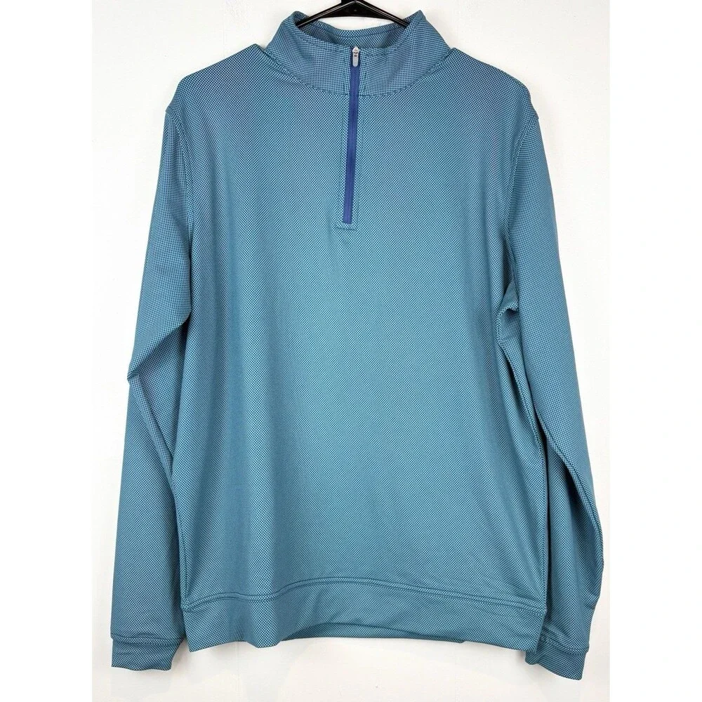 Peter Millar Men's Performance Quarter Zip MED Long Sleeve Green Teal